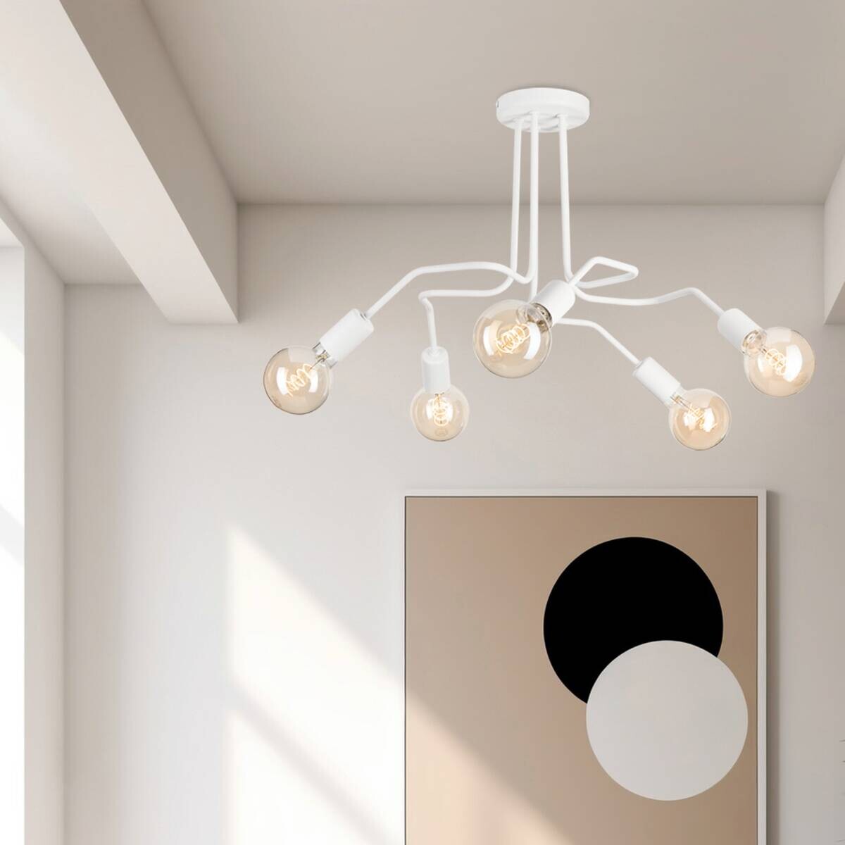 Lamkur Deckenleuchte Domino weiß Stahl H/L: ca. 40x59 cm E27 5 Brennstellen