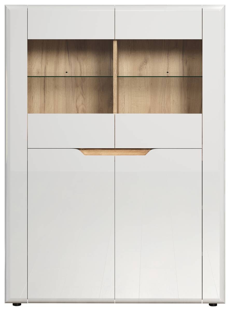 Highboard Marlon Eiche Evoke Coast Nachbildung weiß Hochglanz B/H/T: ca. 96x132x39 cm