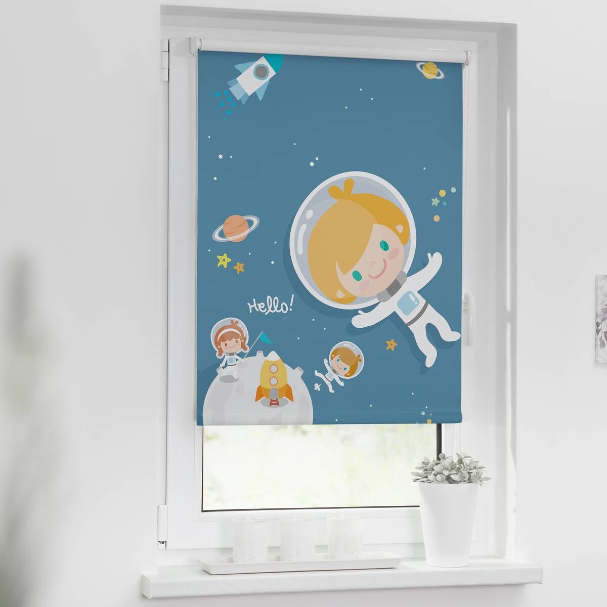LICHTBLICK Verdunkelungsrollo Astronaut blau B/L: ca. 90x150 cm