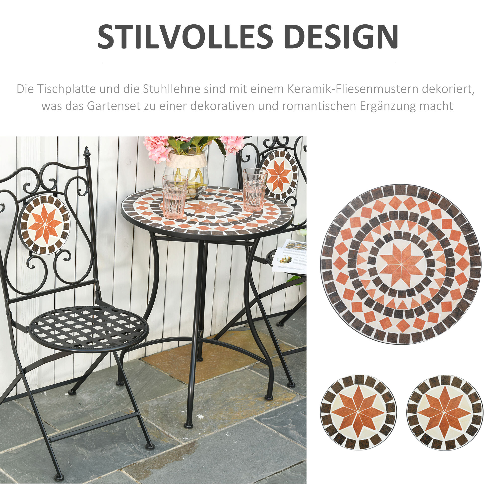 Outsunny Gartenmöbel-Set bunt Metall