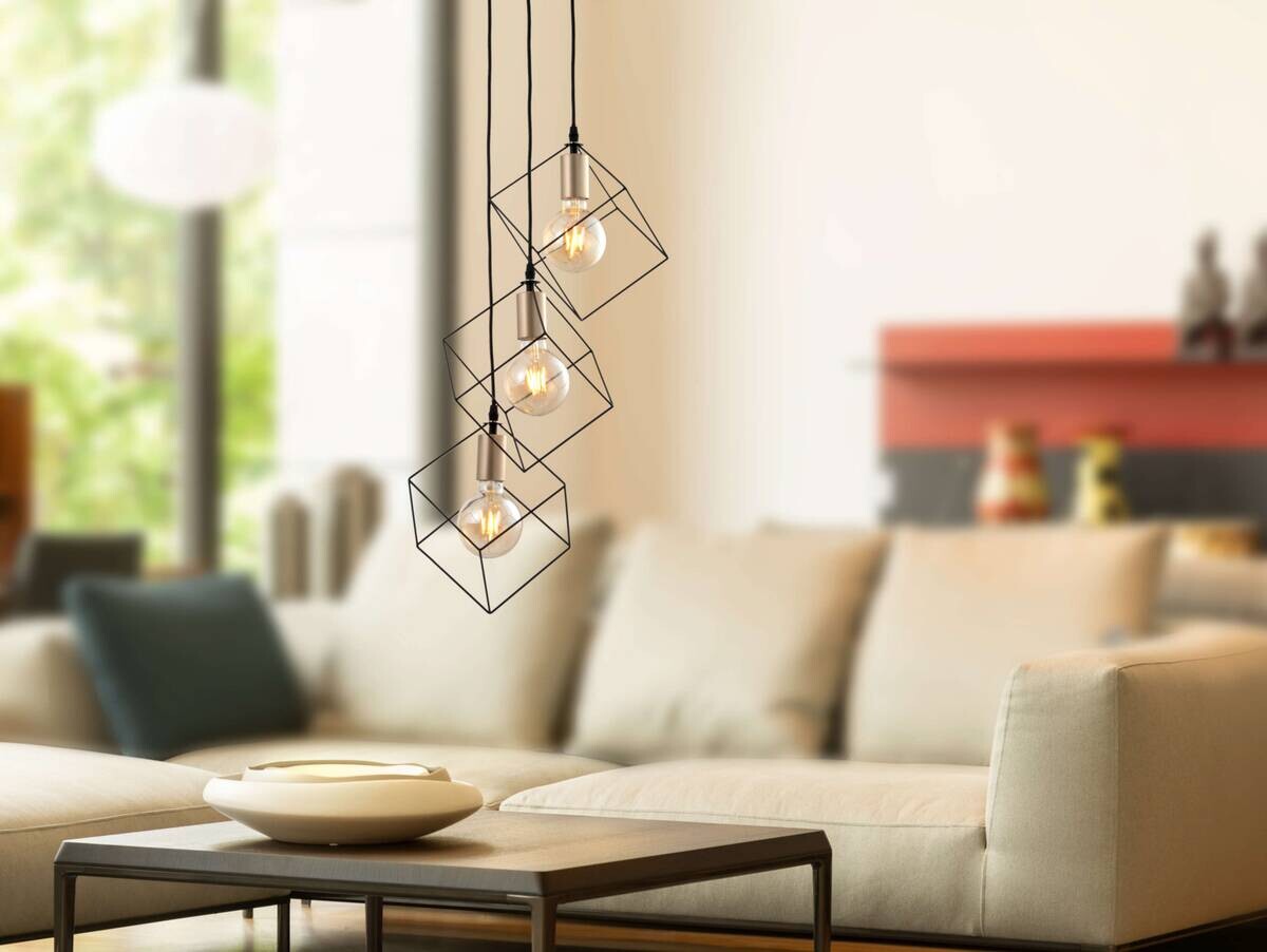 Näve Leuchten Pendelleuchte 7082922 schwarz Metall Kunststoff B/H/T: ca. 39x146x39 cm E27 3 Brennstellen