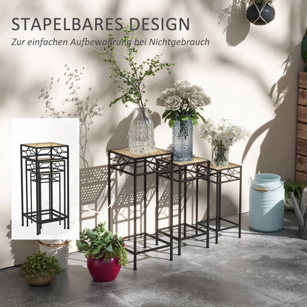 Outsunny Pflanzständer gold Edelstahl B/H/L: ca. 28x28x66 cm