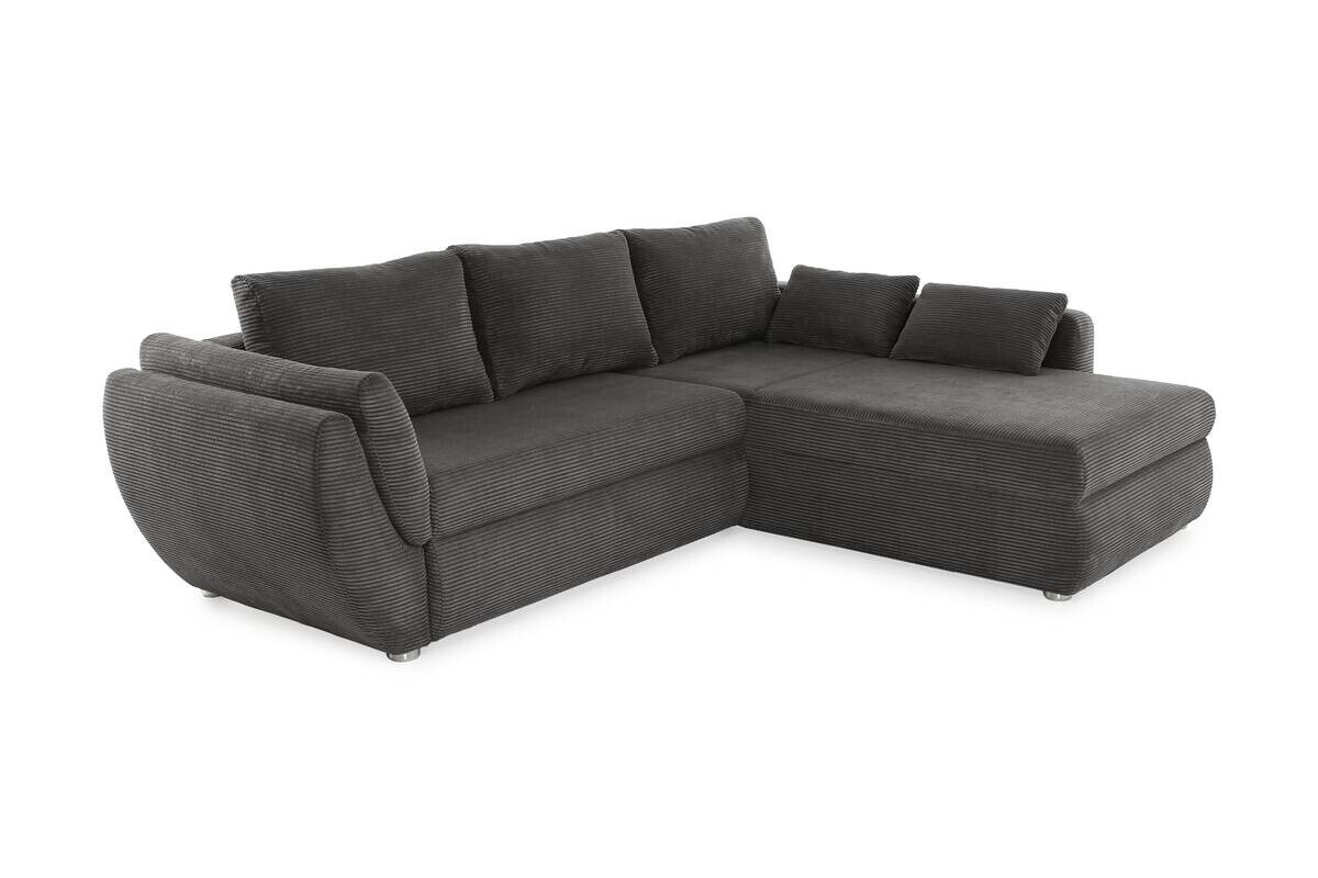 Ecksofa mit Bettfunktion und Bettkasten grau Microfaser B/H/T: ca. 272x88x200 cm