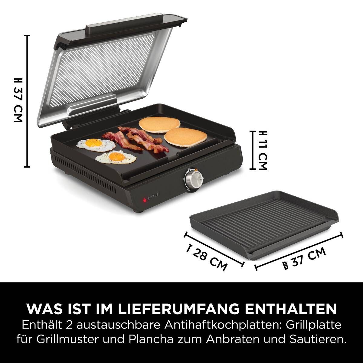 Ninja Grillplatte schwarz Edelstahl Aluminium B/H/L: ca. 7x13x37,5 cm