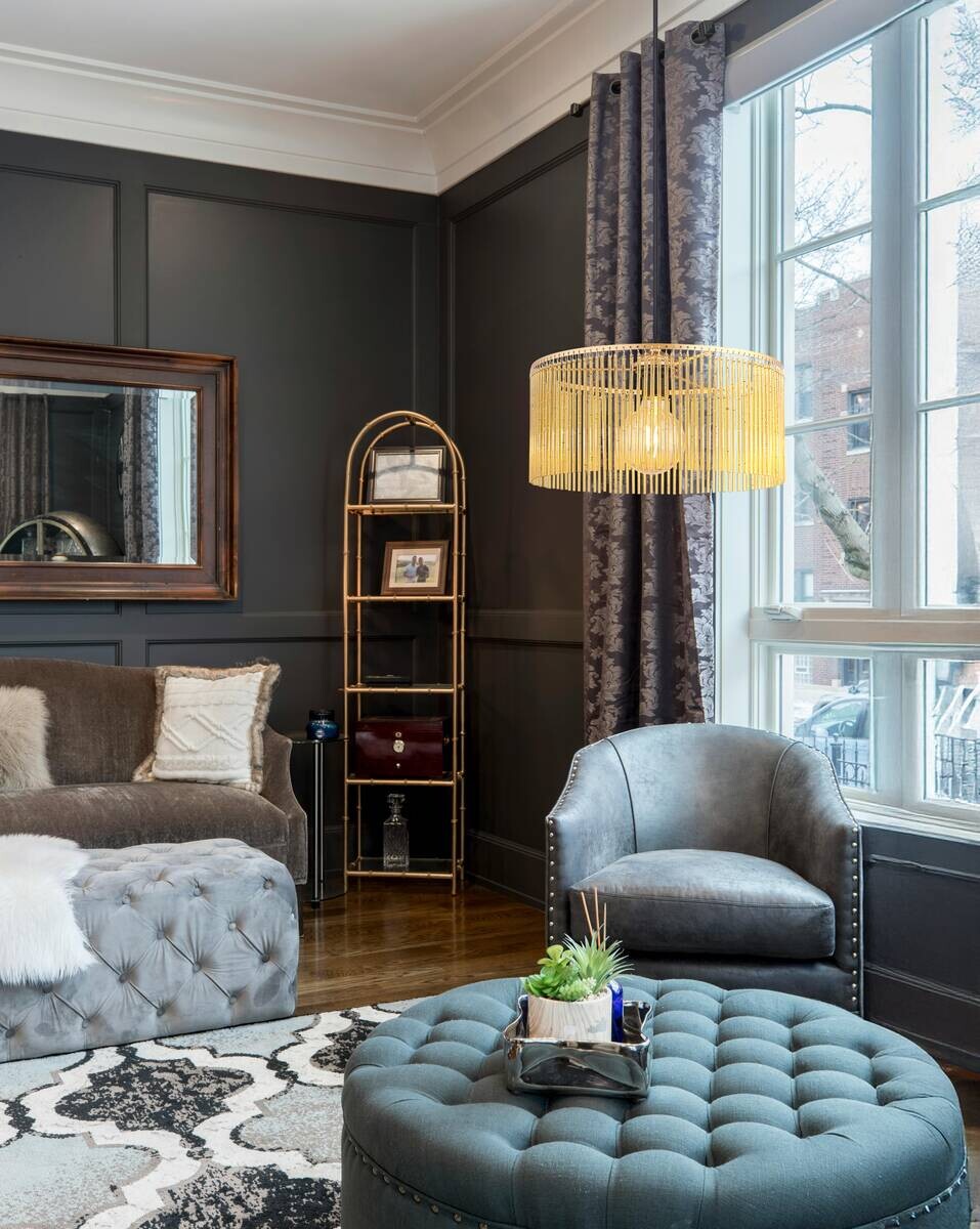 GLOBO Pendelleuchte LEEDS 33080145 schwarz gold amber Kunststoff Metall H/D: ca. 135x35 cm E27 1 Brennstellen