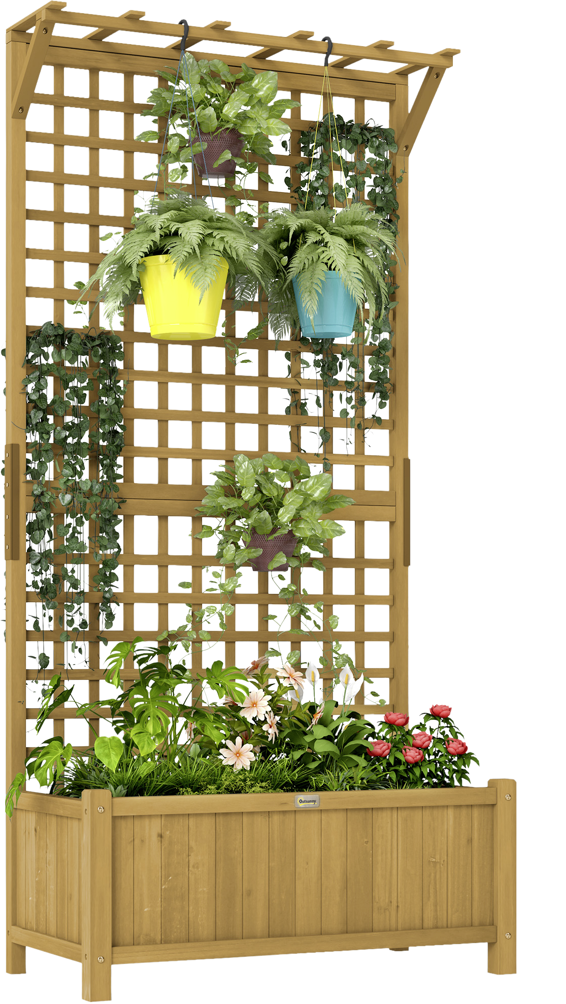Outsunny Hochbeet gelb Holz B/H/L: ca. 45x183x90 cm