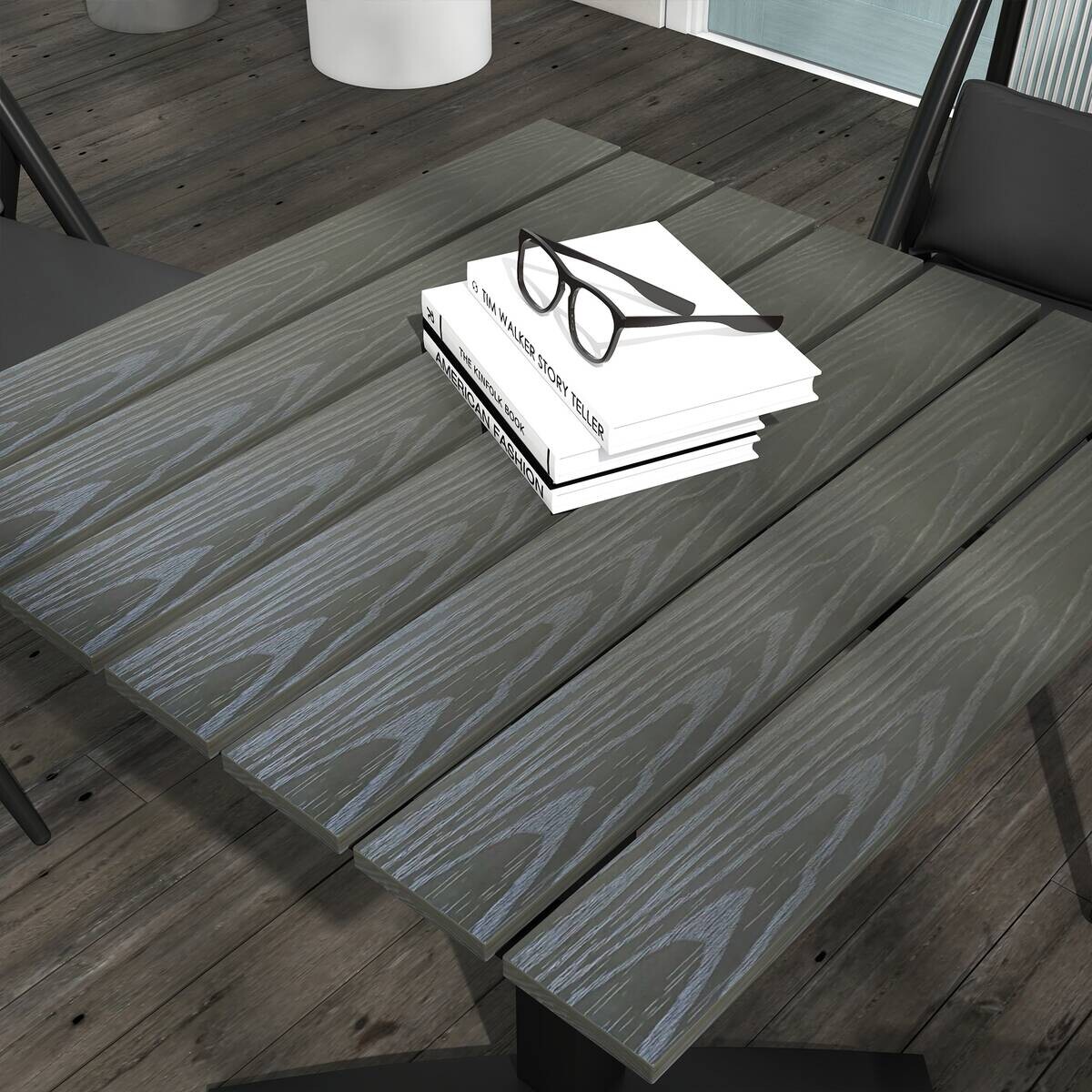 Outsunny Gartentisch grau Holz B/H/L: ca. 70x76x70 cm