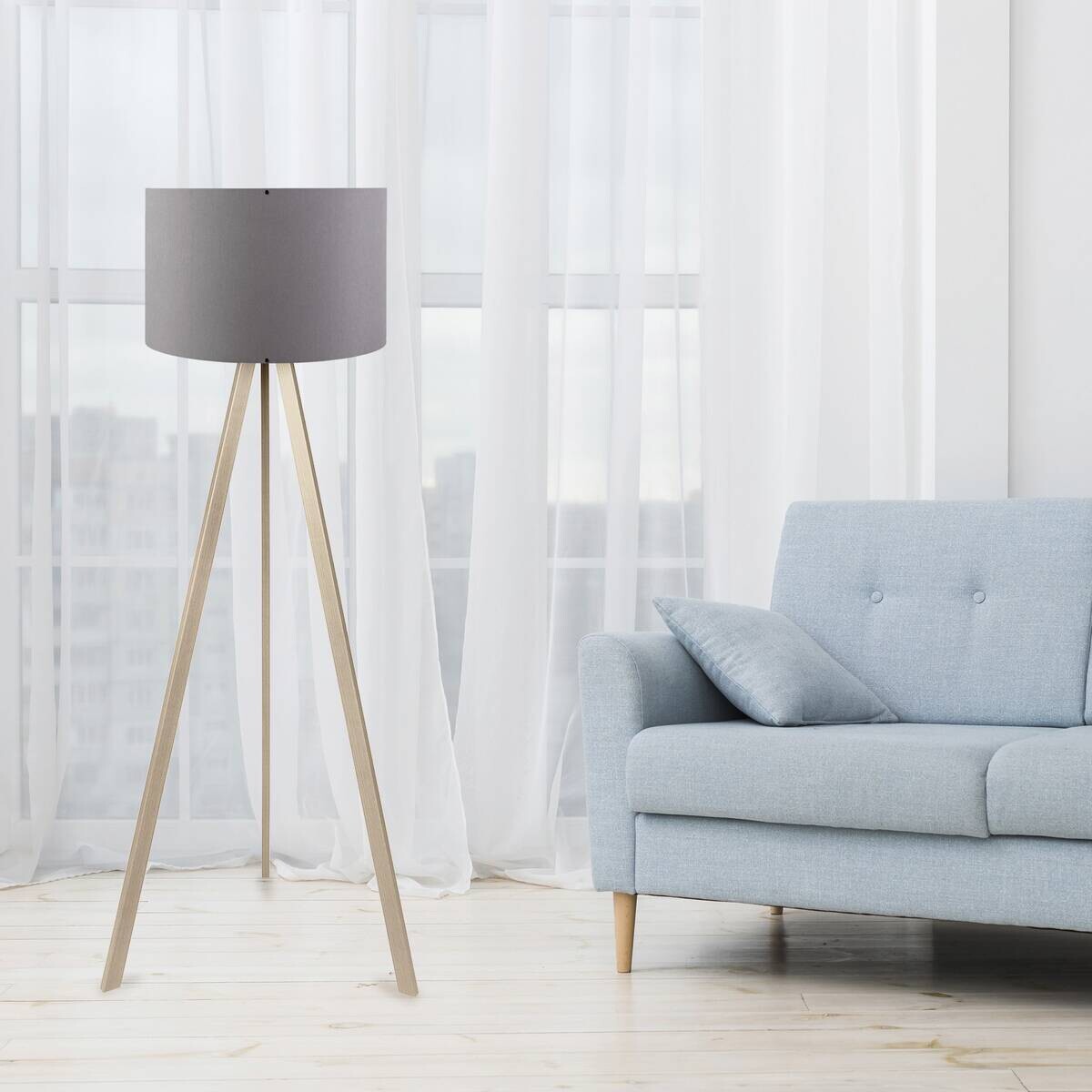 Opviq Stehleuchte Eiche MDF PVC B/H/T/L/D: ca. 38x140x38x38x38 cm E27 1 Brennstellen