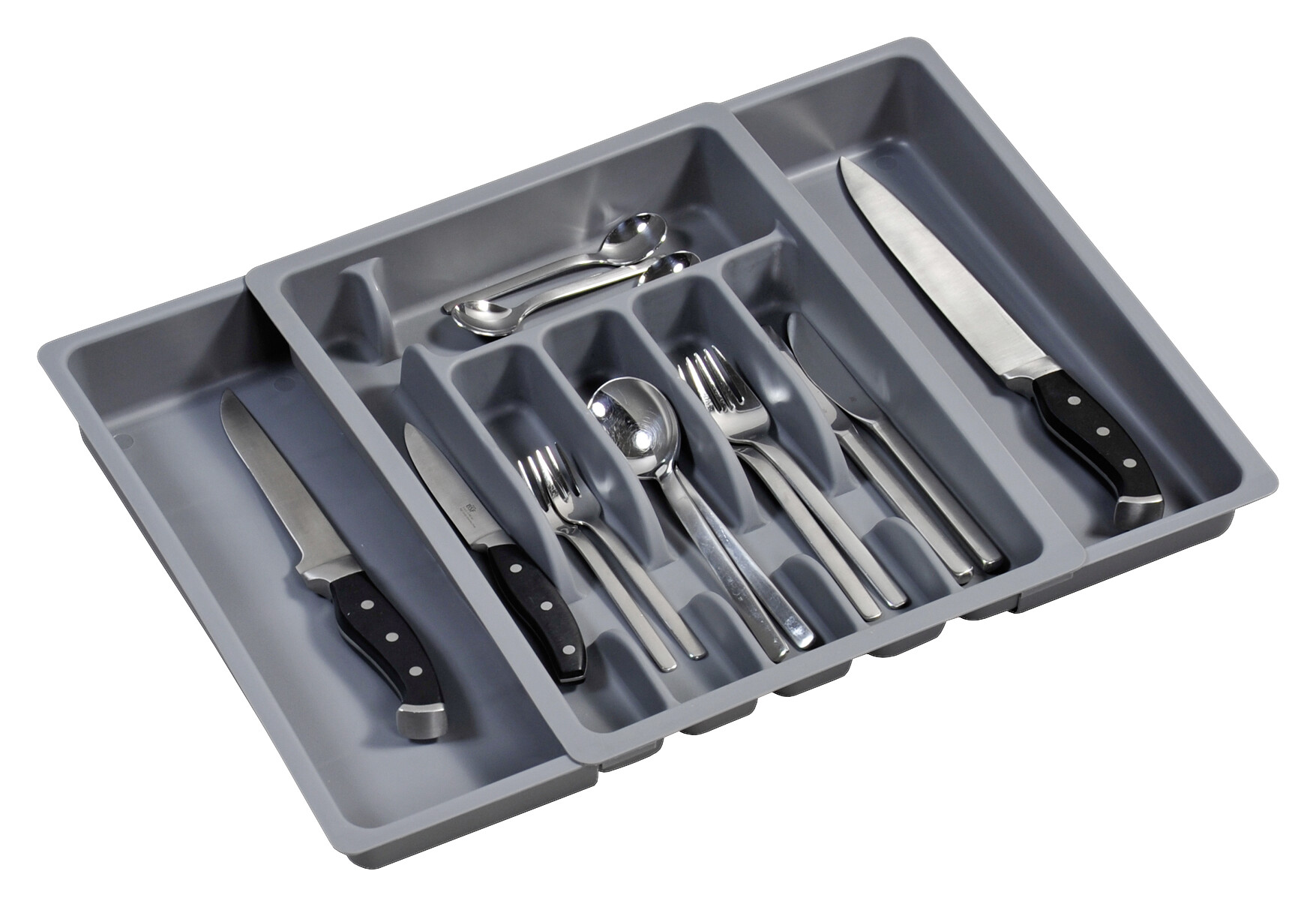 Kesper Besteckkasten grau Kunststoff B/H/T: ca. 29x6,5x38 cm