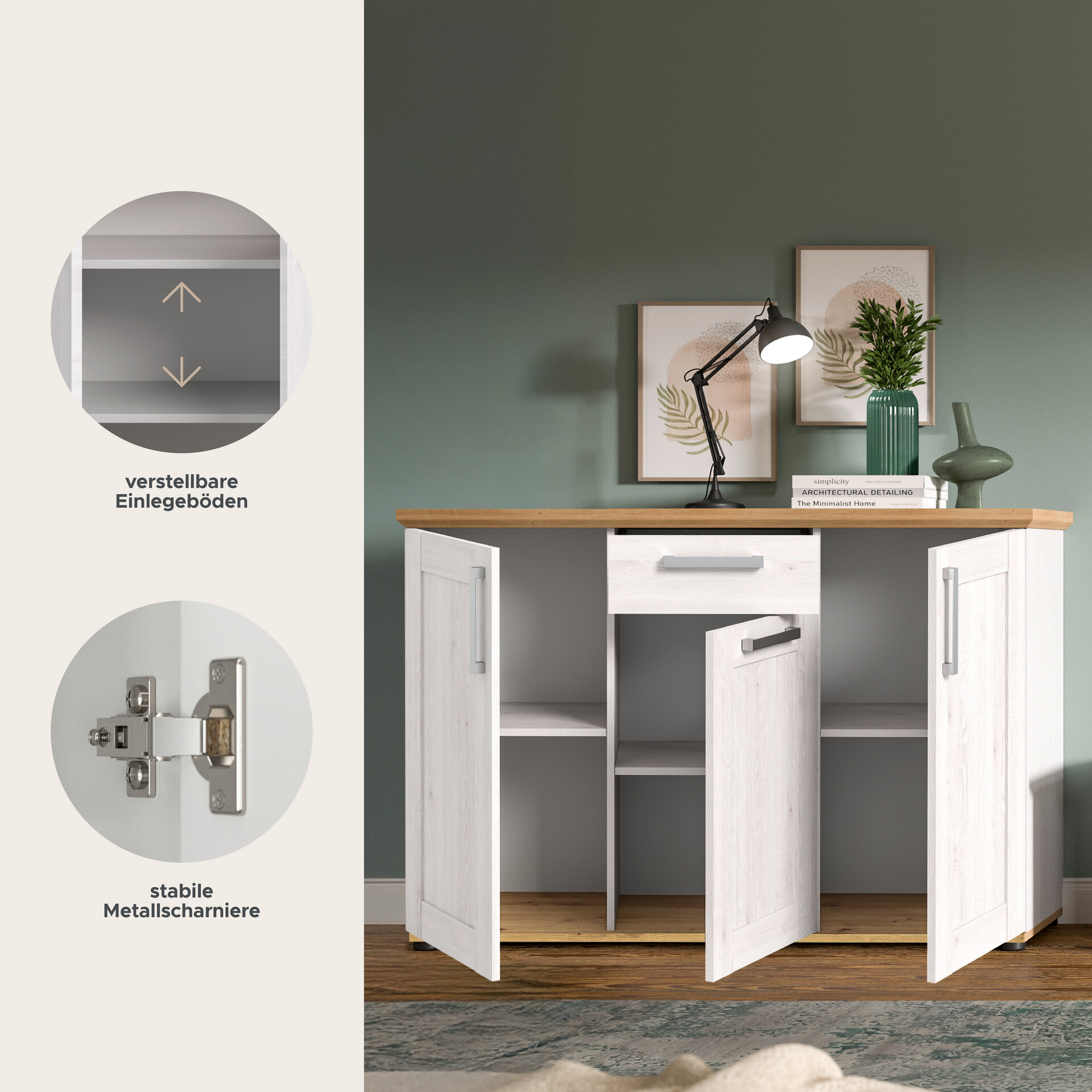 Kommode Verona Sibiu Lärche Nachbildung Eiche Artisan Nachbildung B/H/T: ca. 137x92x39 cm