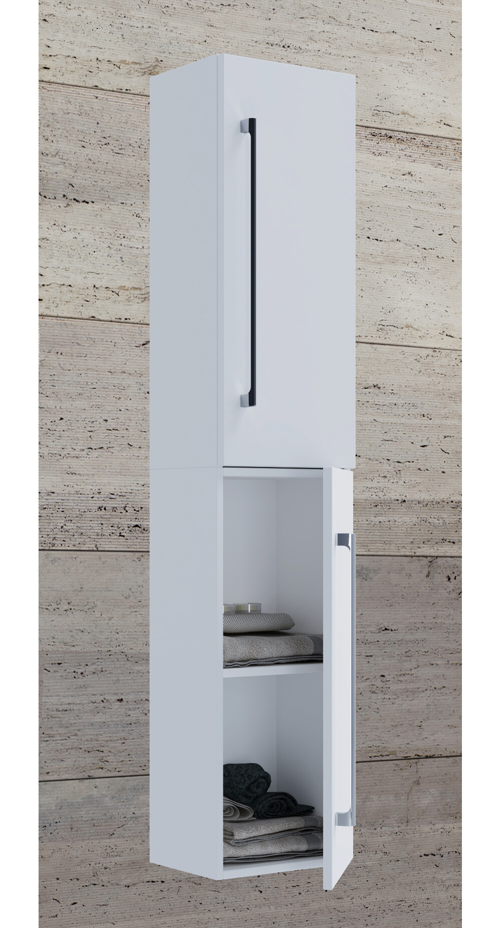 Hochschrank Badinos weiß Alu Optik B/H/T: ca. 33x150x22 cm