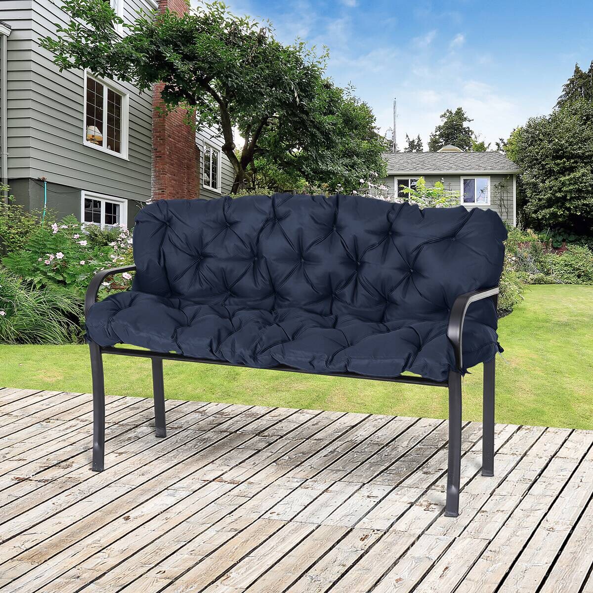 Outsunny Bankauflage blau Polyester B/H/L: ca. 150x8x98 cm