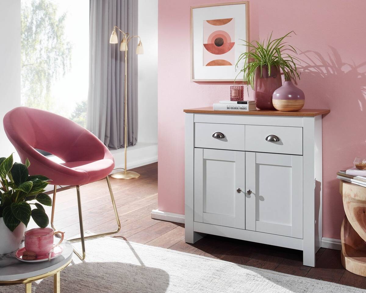 Sideboard weiß buche Nachbildung Alu B/H/T: ca. 79x81x34,5 cm