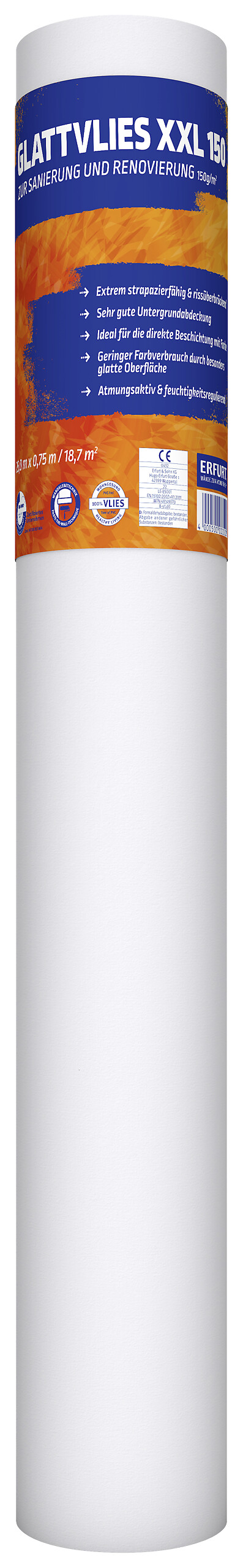 Erfurt Glattvlies XXL 150 weiß B/L: ca. 75x2500 cm