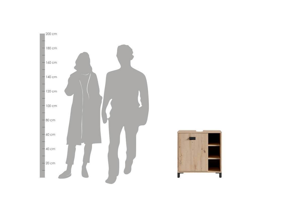 Waschbeckenunterschrank WELLNESS Eiche Artisan Nachbildung schwarz schwarz B/H/T: ca. 60x62x34 cm