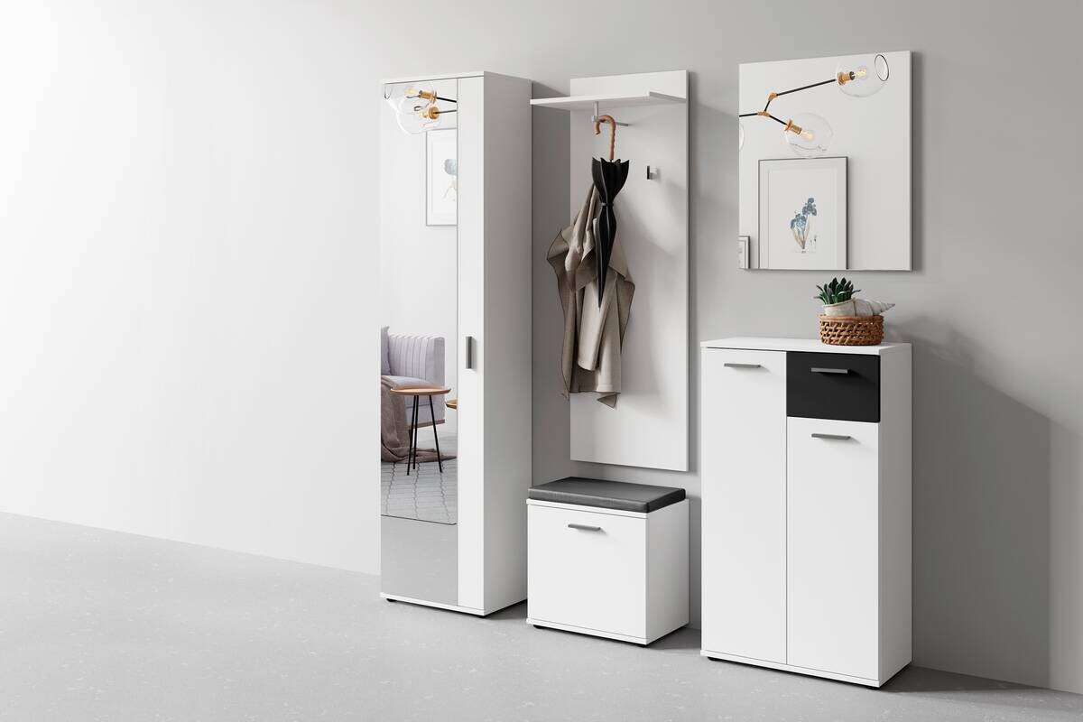 Garderobenset JAKOB Set 5-tlg. weiß schwarz