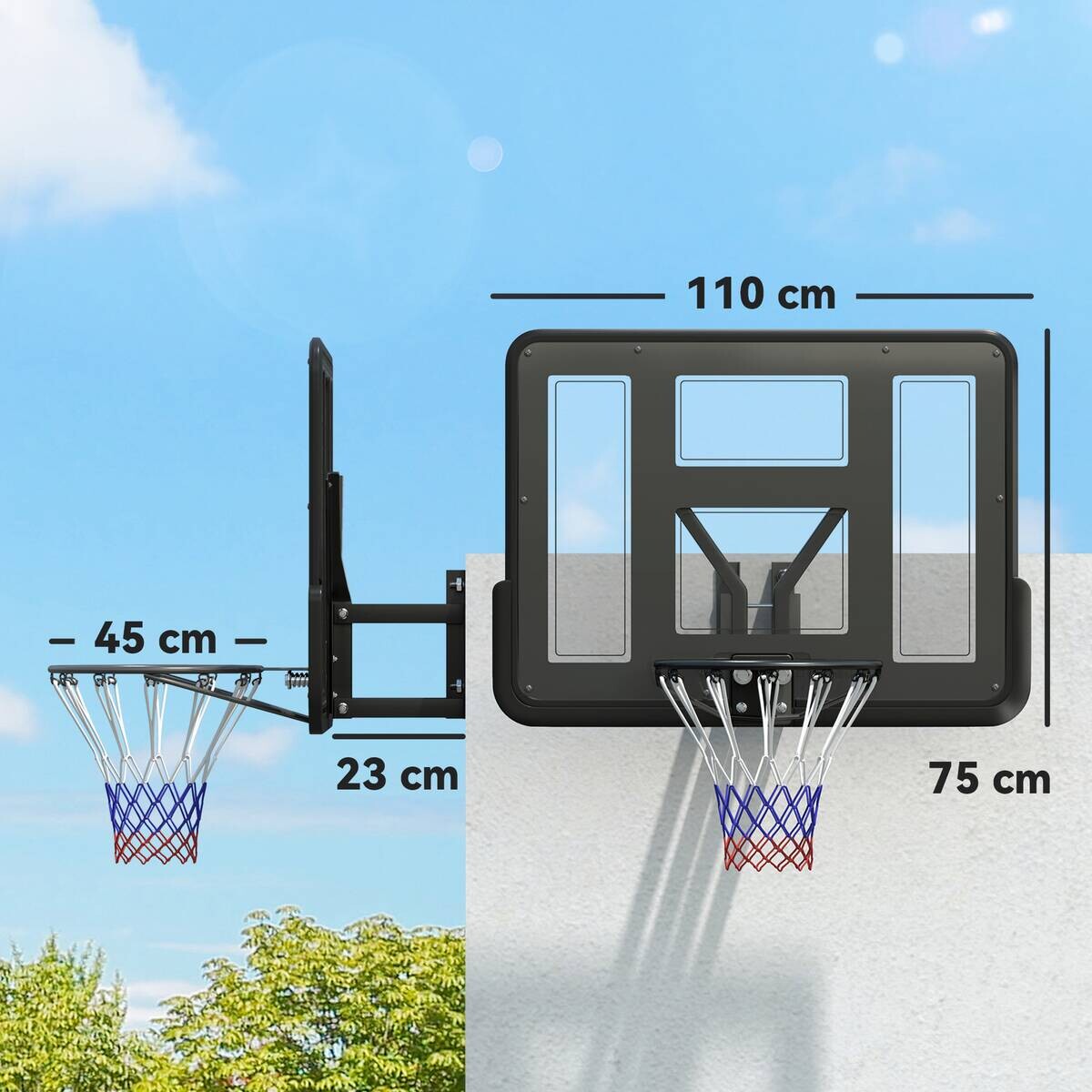 SPORTNOW Basketballkorb schwarz B/H/L: ca. 80x75x110 cm