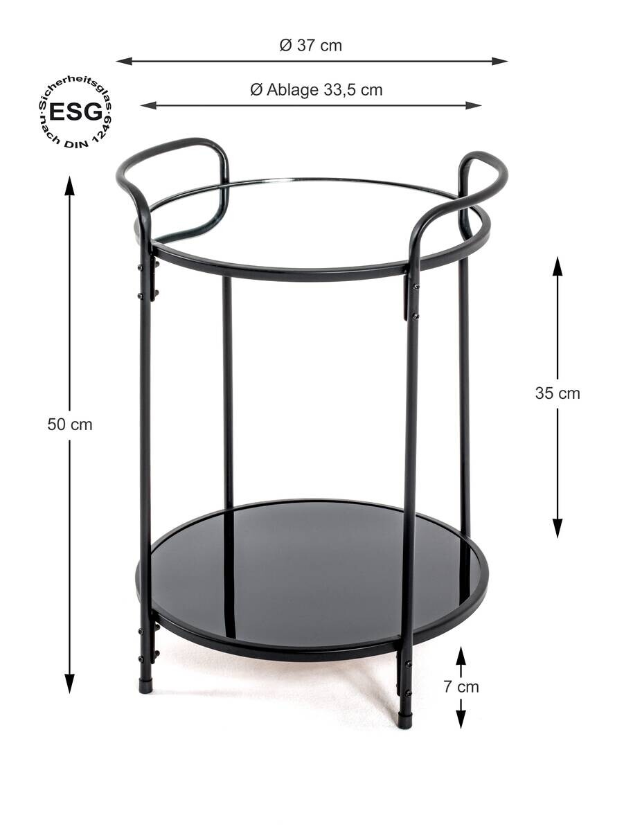 Beistelltisch schwarz H/D: ca. 50x37 cm