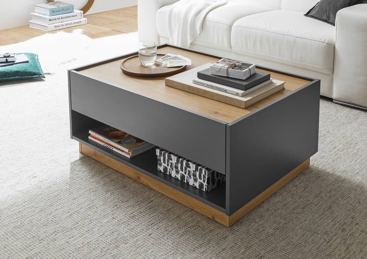 Couchtisch City Eiche Wotan Nachbildung anthrazit B/H/T: ca. 90x38x60 cm