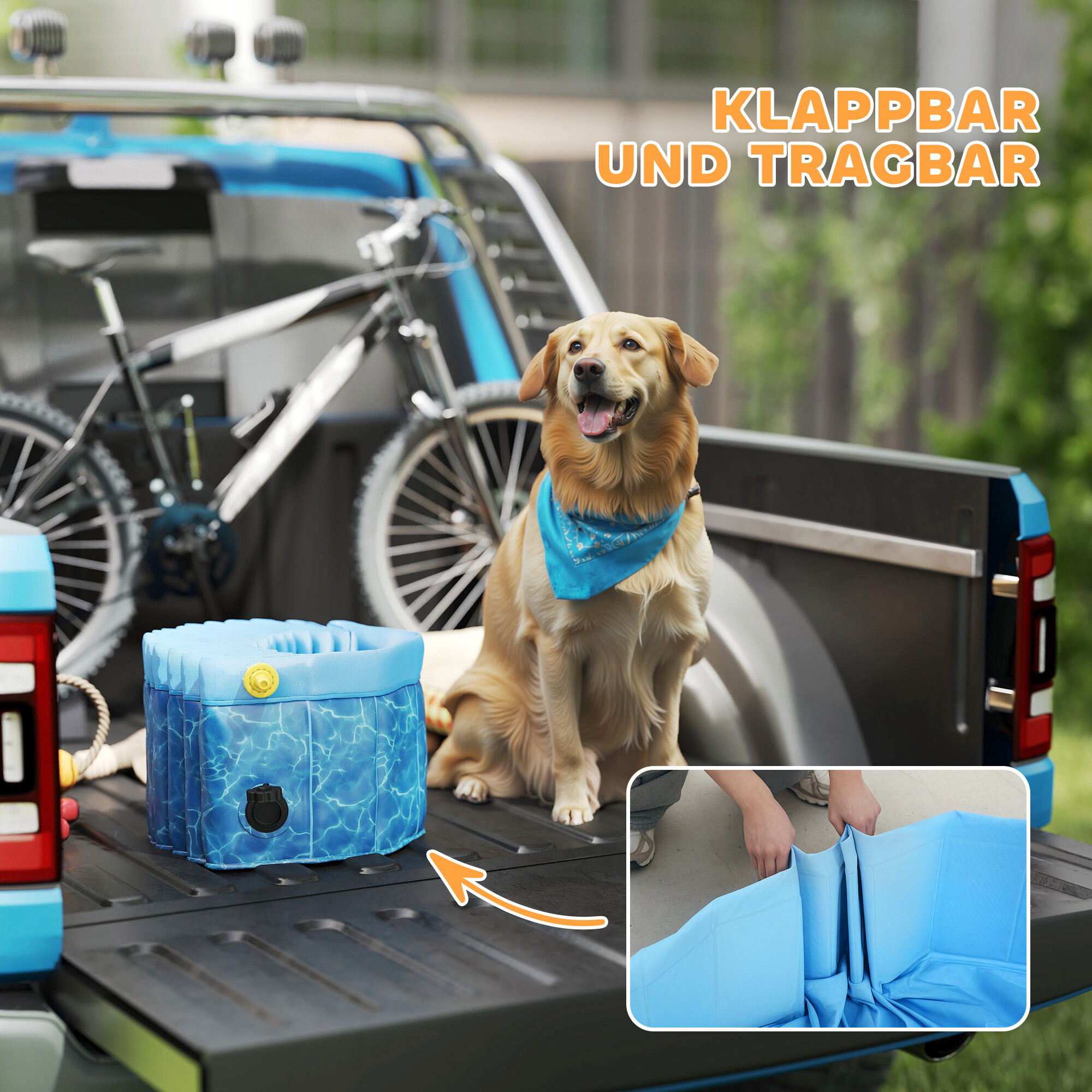 PawHut Hundepool blau Kunststoff B/H/L: ca. 120x30x120 cm