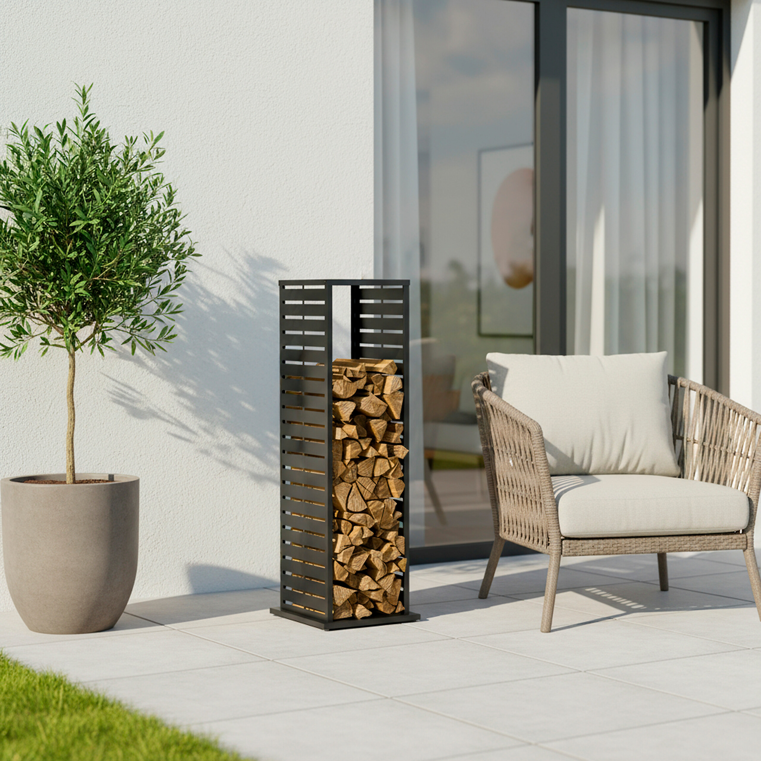 Westmann Kaminholzregal Luma anthrazit B/H/L: ca. 38x112x38 cm