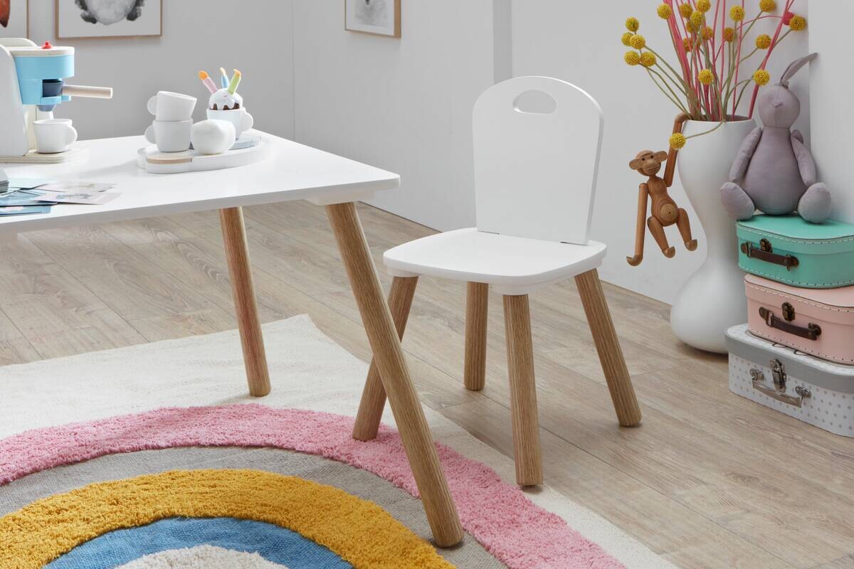 Kindermöbel-Set 3er Set Pinie Nachbildung weiß B/H/T: ca. 55x43x55 cm