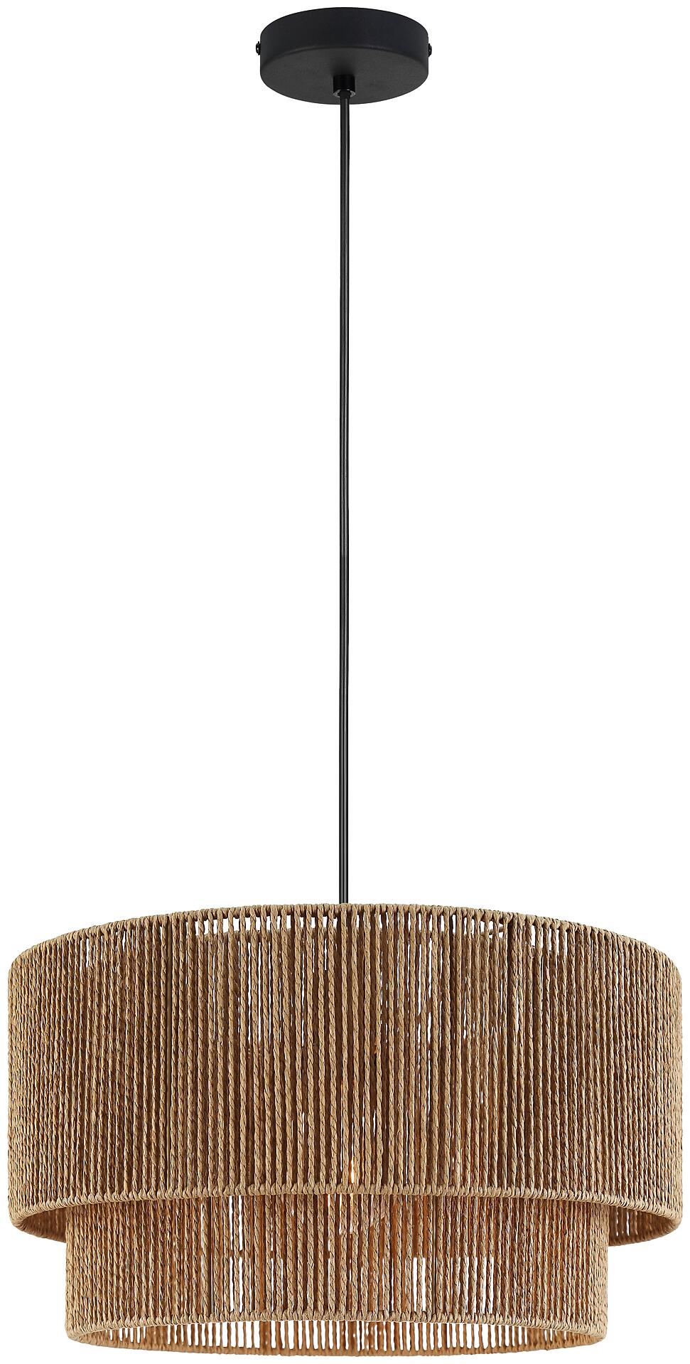 POCOline Pendelleuchte Carta schwarz natur Metall Papier H/D: ca. 120x40 cm E27 1 Brennstellen