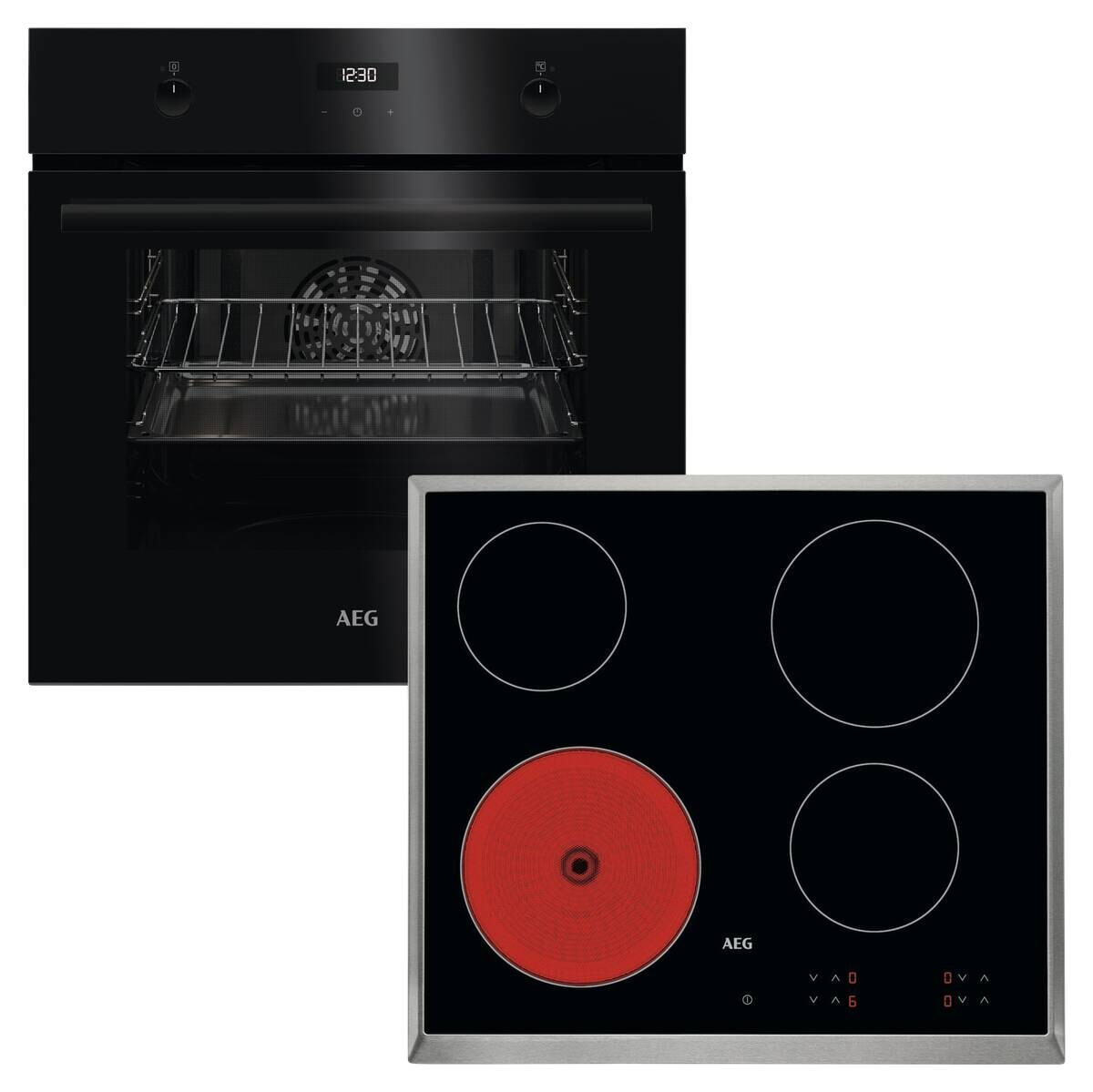 AEG Einbaubackofenset AB11B schwarz B/H/T: ca. 56x59x55 cm