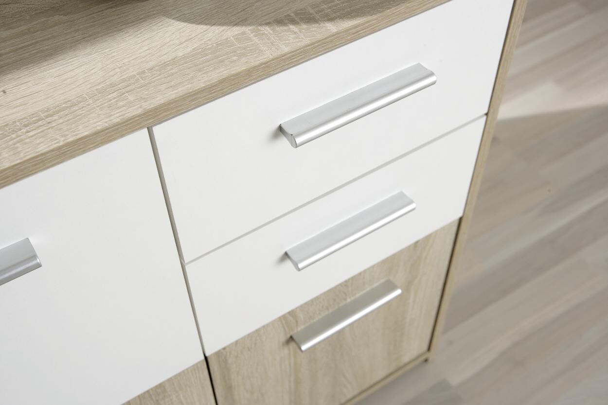 Kommode Eboli Eiche Sonoma Nachbildung weiß B/H/T: ca. 77x77x30 cm