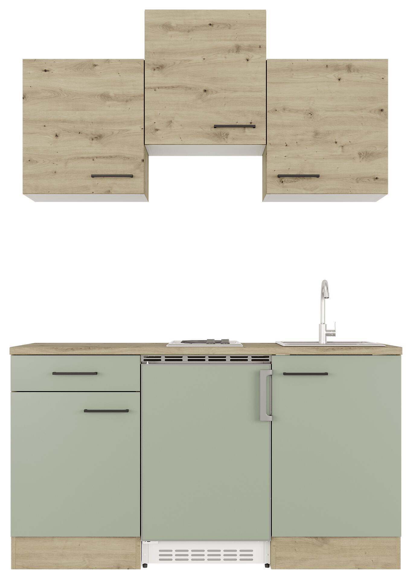 Küchenblock Cara grün matt B/H/T: ca. 151x226x60 cm