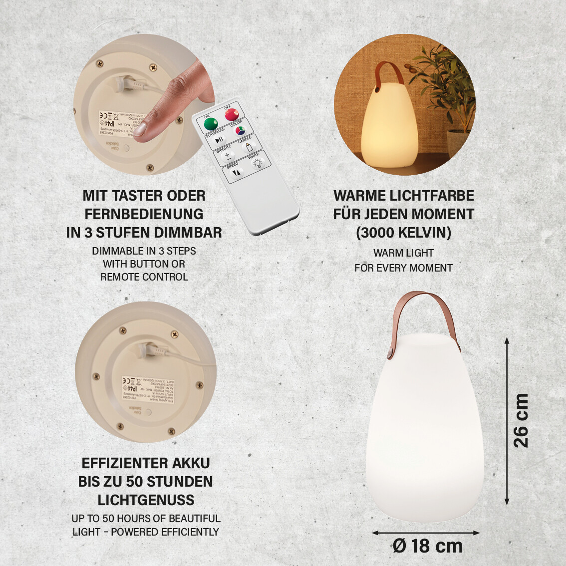 LED-Außenleuchte 850143 Ruby weiß H/D: ca. 26x18 cm