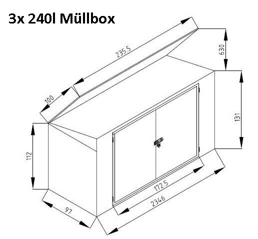Westmann Mülltonnenbox 7x3 dunkelgrau B/H/L: ca. 235x131x100 cm