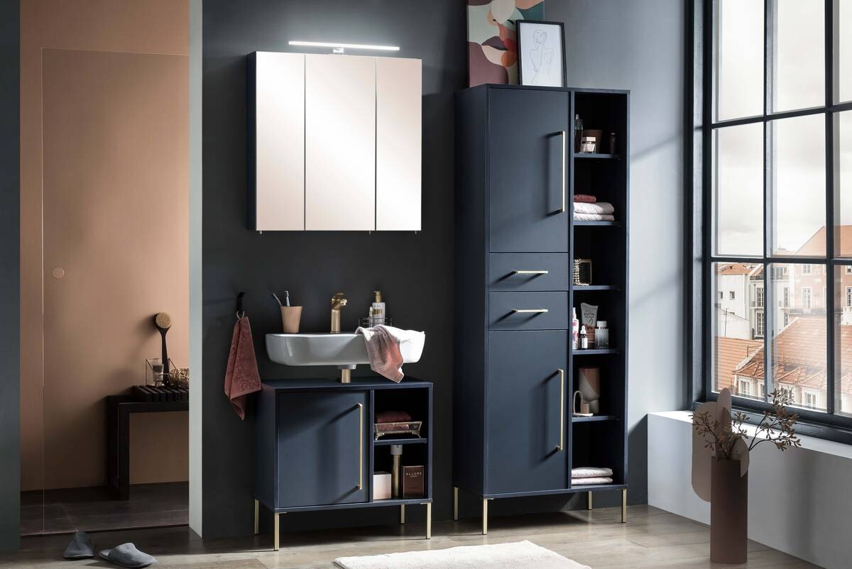 Spiegelschrank Kent dunkelblau B/H/T: ca. 70x74,8x16 cm