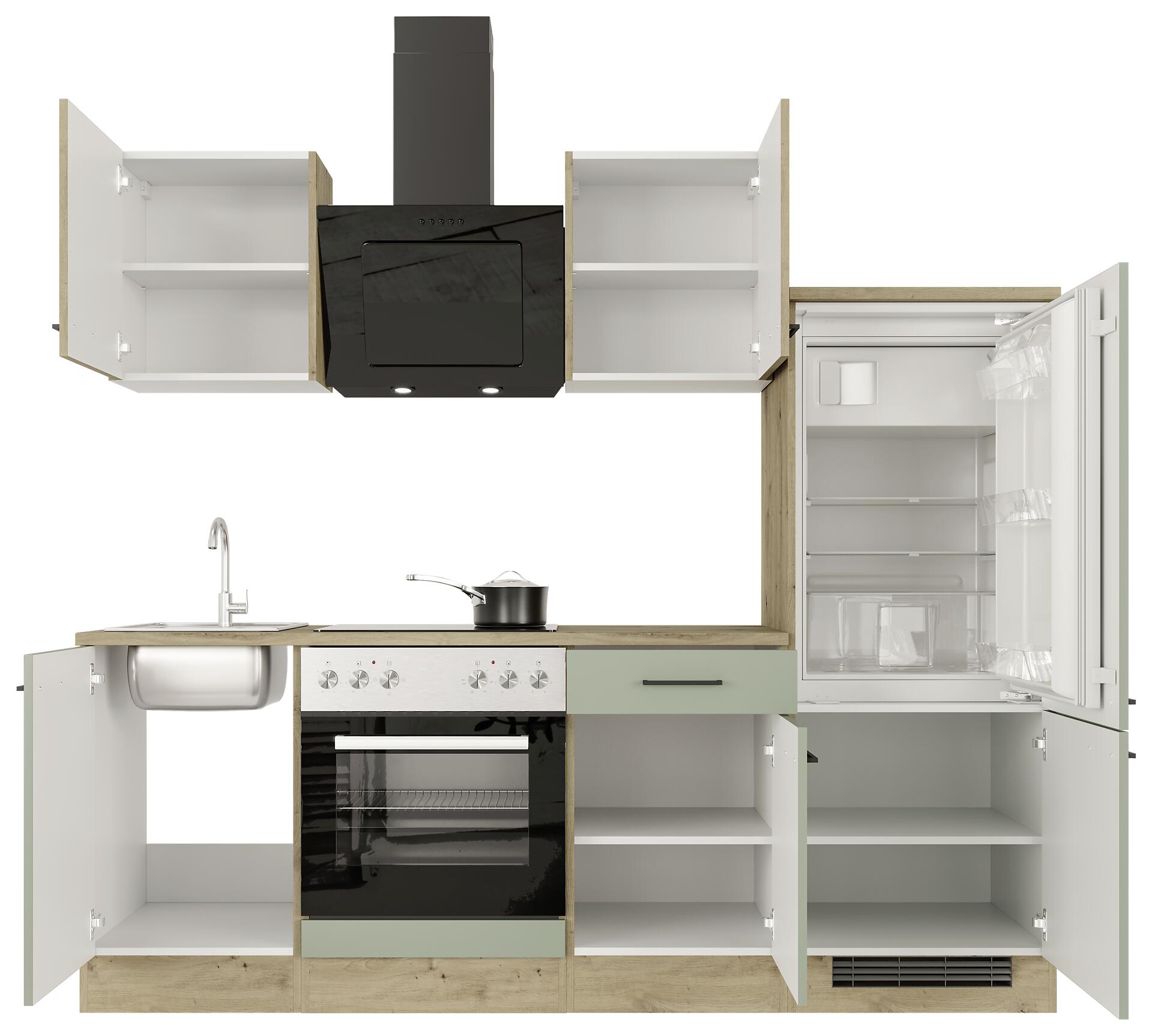 Küchenblock Cara grün matt B/H/T: ca. 220x200x60 cm