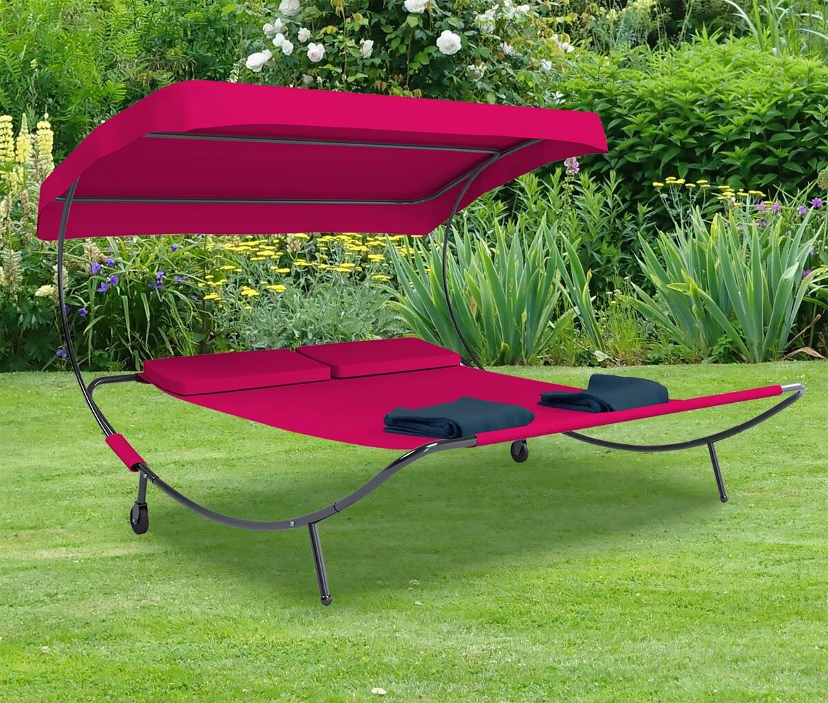 VCM Doppelliege Bindox rot Polyester-Mischgewebe B/H/T: ca. 130x137x200 cm