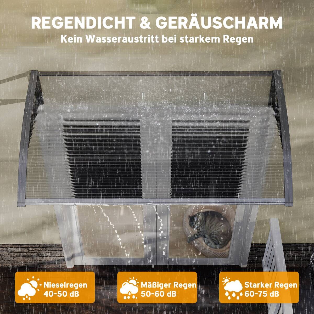 Outsunny Pultvordach transparent B/H/L: ca. 60x18x110 cm