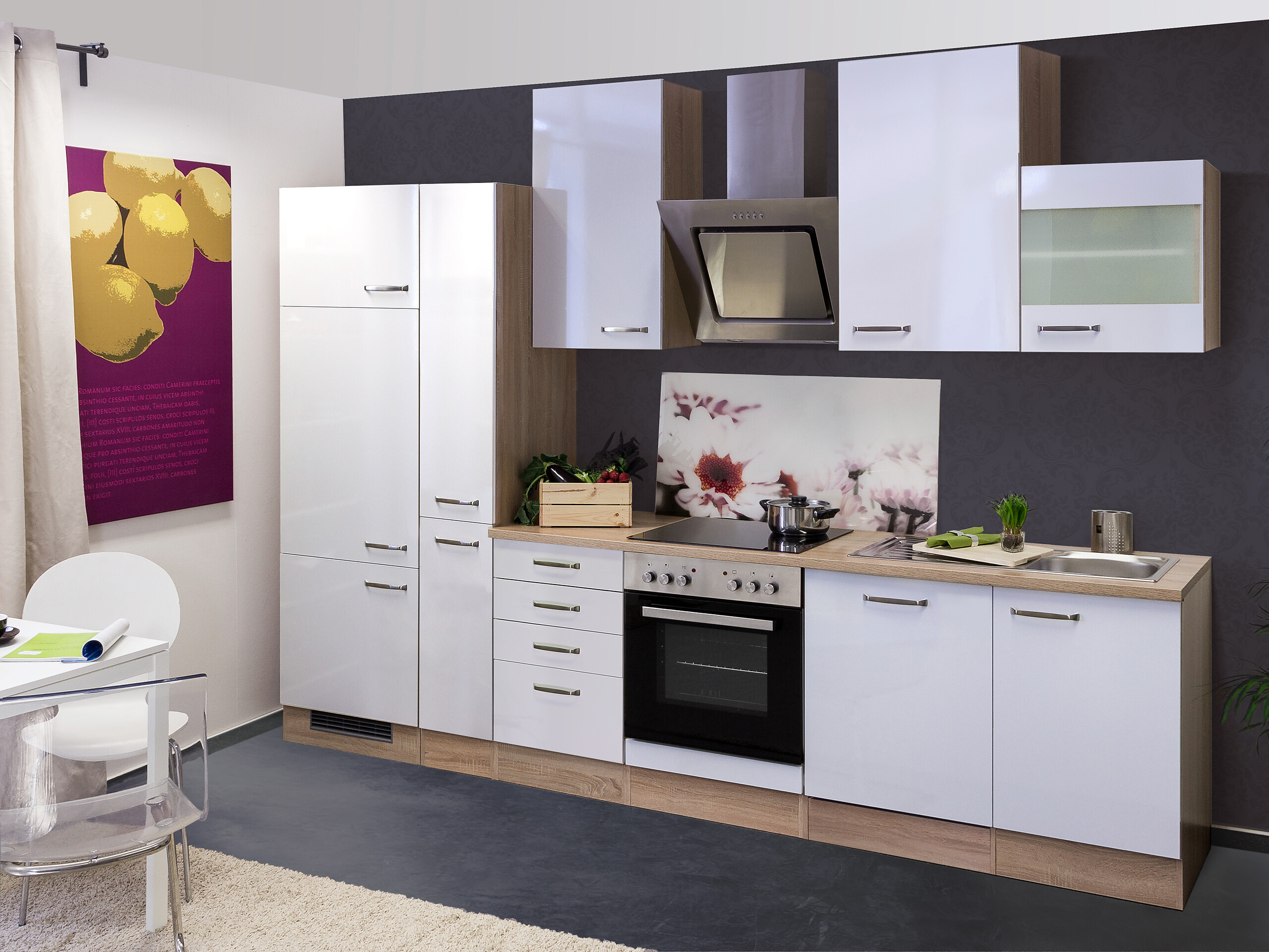 Küchenblock Valero weiß Hochglanz B/H/T: ca. 310x234x60 cm Küchenblock Valero weiß Hochglanz B/H/T: ca. 310x234x60 cm