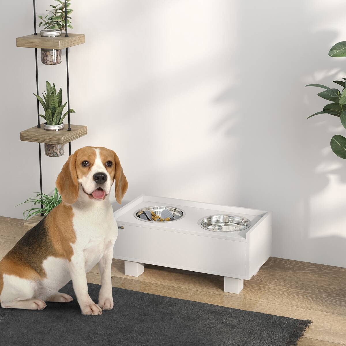 PawHut Hundenapf weiß MDF B/H/L: ca. 24x22x50 cm