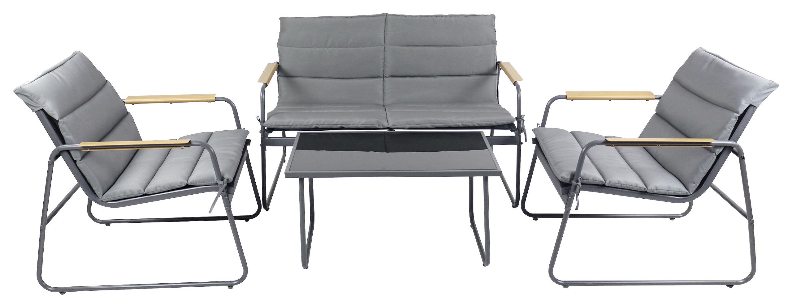 VCM Gartensitzgruppe grau Metall B/H/L: ca. 110x76x74 cm