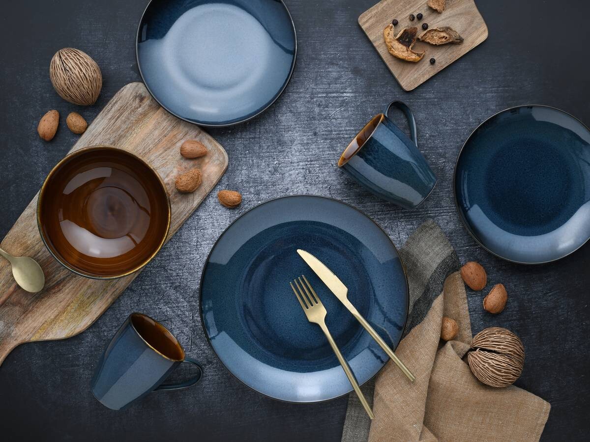 CreaTable Kombiservice Mallorca petrol Keramik 16 tlg.