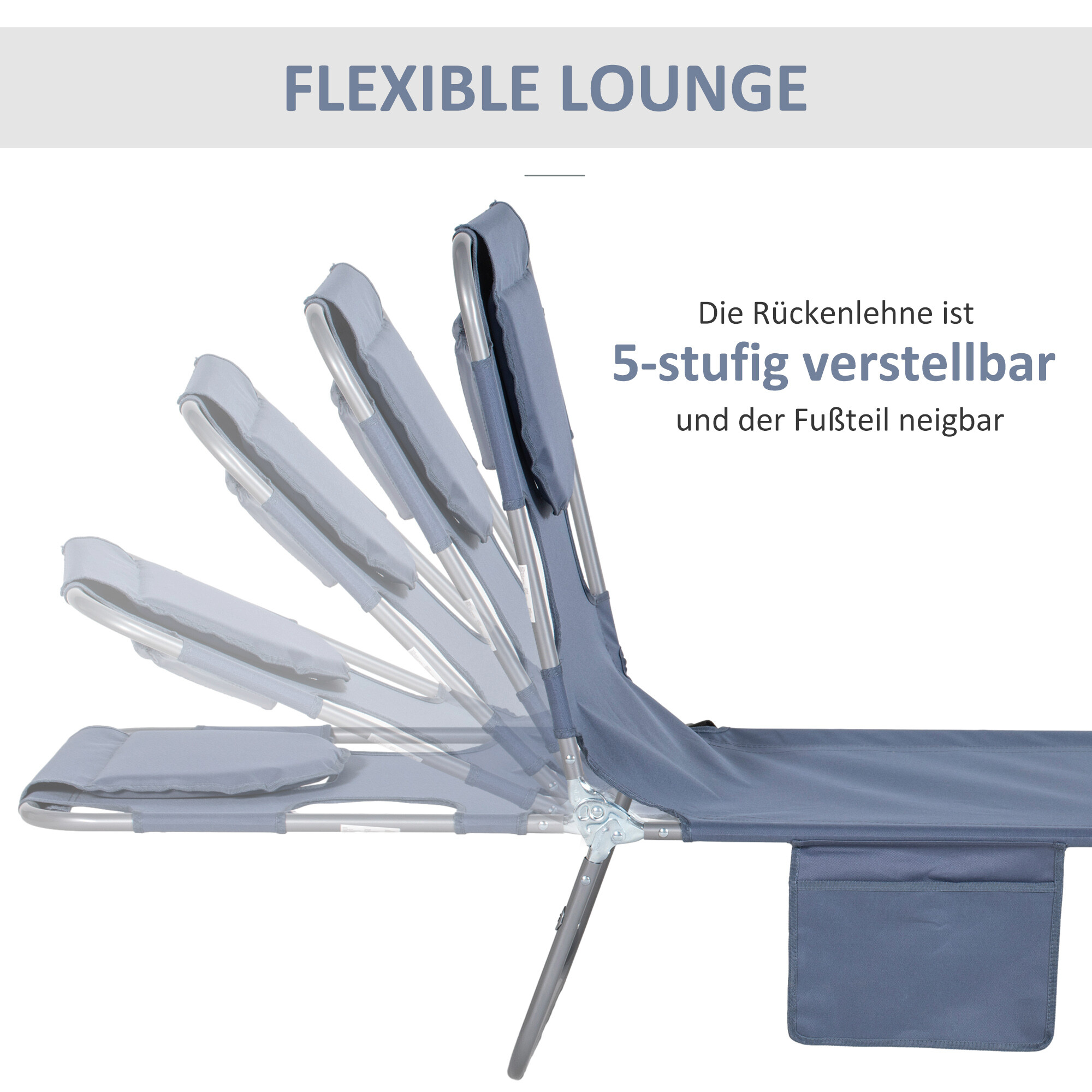 Outsunny Sonnenliege grau Polyester B/H/L: ca. 55x29x185 cm