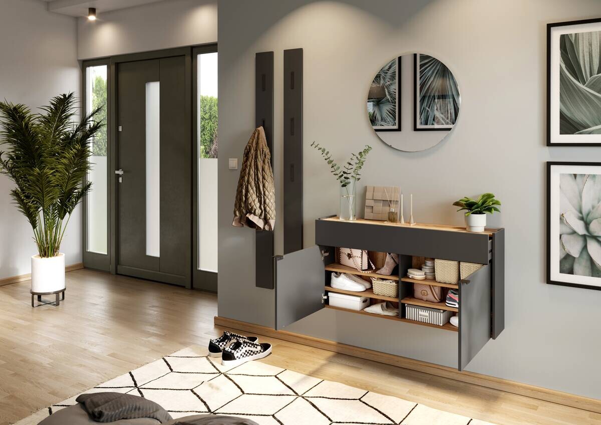 Mehrzweckschrank 1398-549 Graphit Optik Eiche Navarra Nachbildung B/H/T: ca. 110x57x22 cm