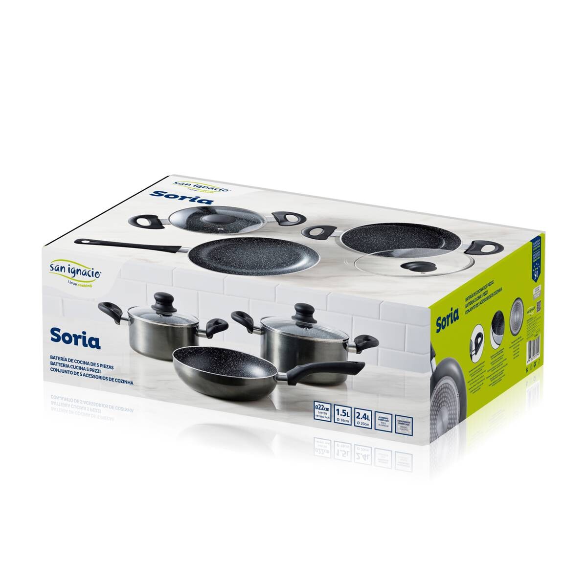 SAN IGNACIO Kochgeschirrset Soria schwarz Aluminium 4 tlg.