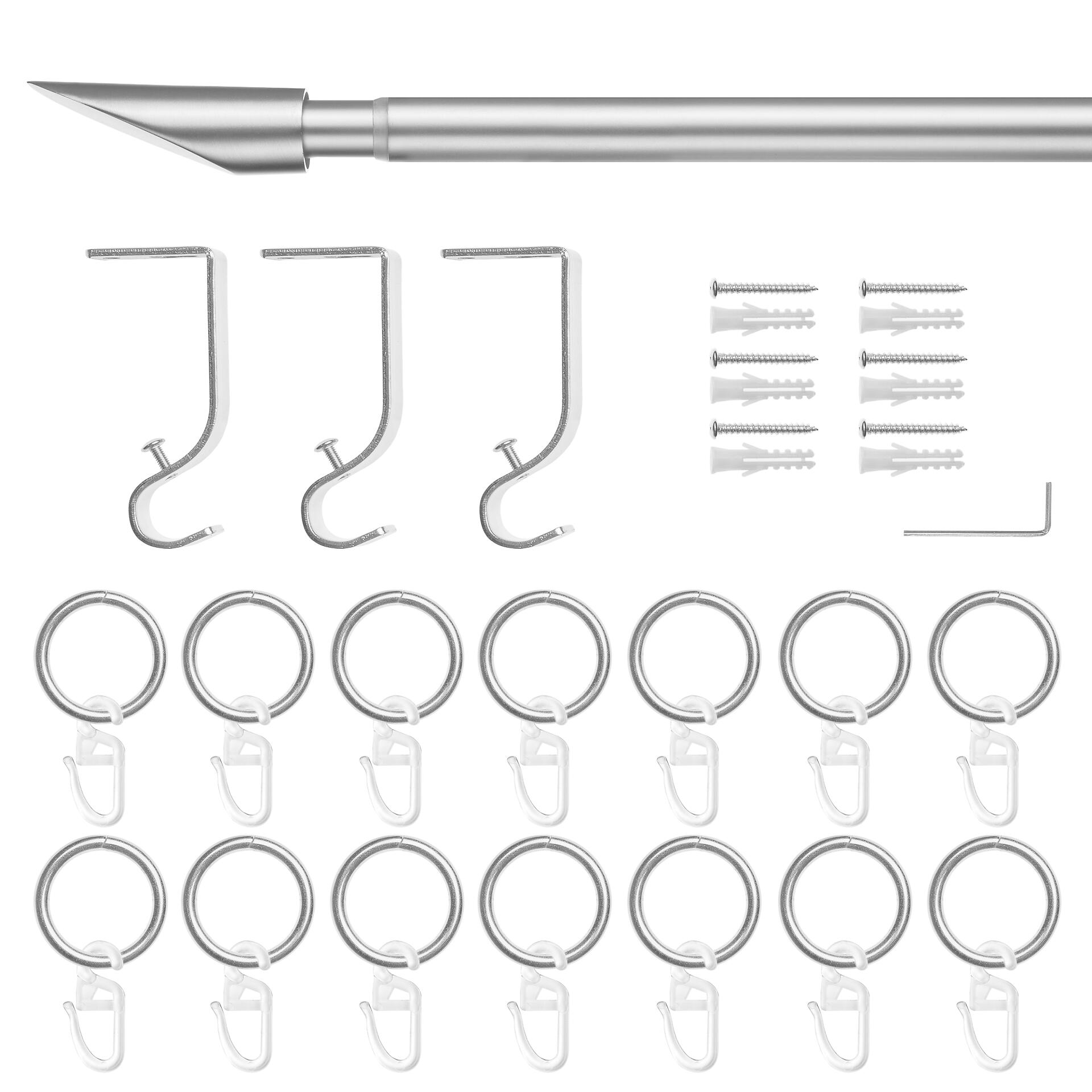 LICHTBLICK Gardinenstange Lipstick Edelstahloptik Metall D: ca. 2 cm ausziehbar von ca. 130 bis 240 cm 1.0 Läufe