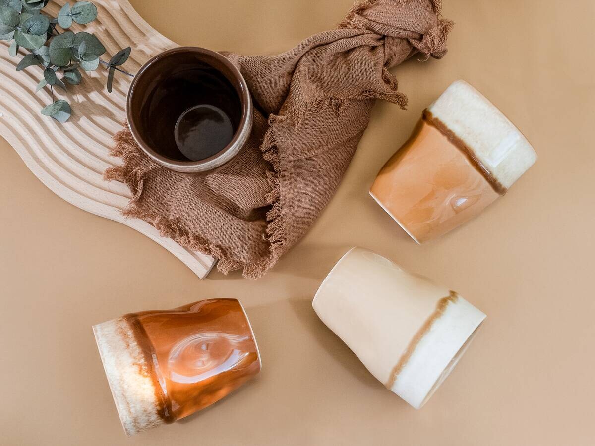 CreaTable Kaffeetassenset Squeezy Mocha braun Steinzeug 4 tlg.