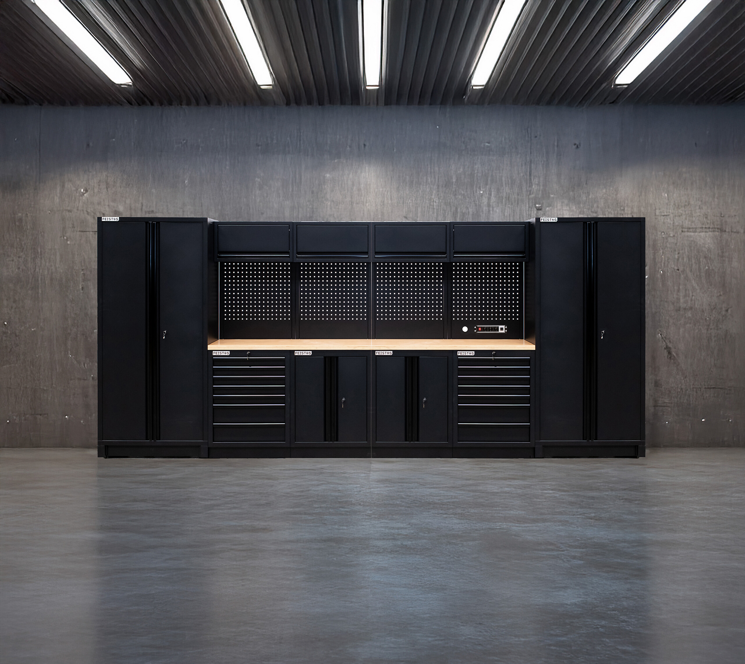 Werkstatteinrichtung EOS Blackline schwarz B/H/L: ca. 455x200x61 cm