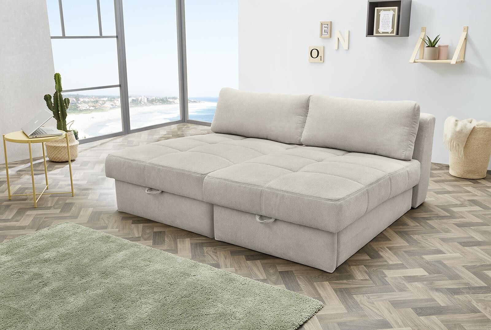 Recamiere beige Microfaser B/H/T: ca. 93x205x78 cm