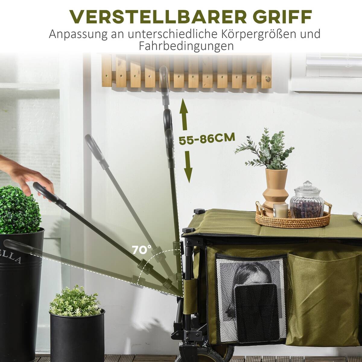 Outsunny Bollerwagen grün B/H/L: ca. 55x93x108 cm