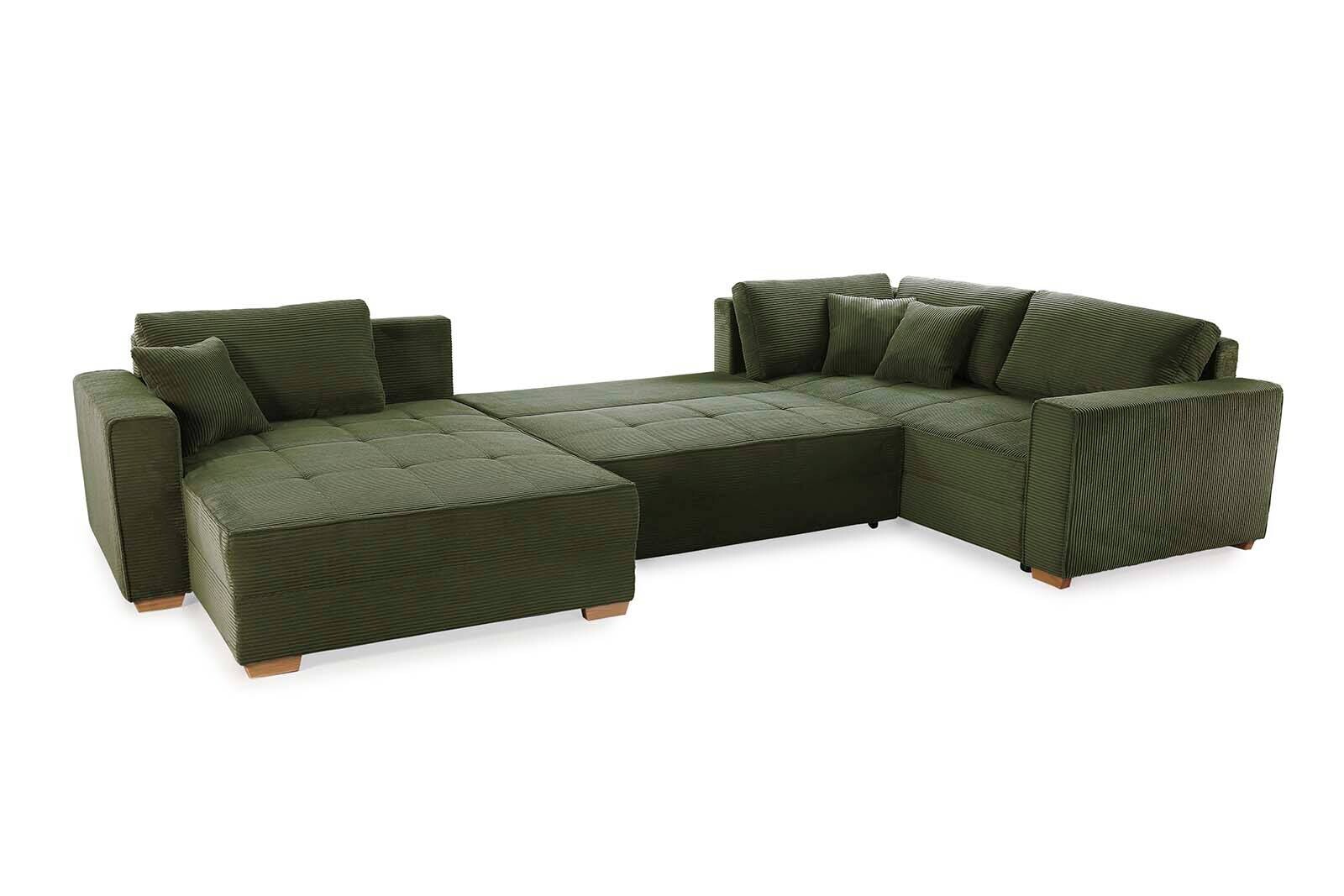 Wohnlandschaft grün Microfaser B/H/T: ca. 379x86x227 cm