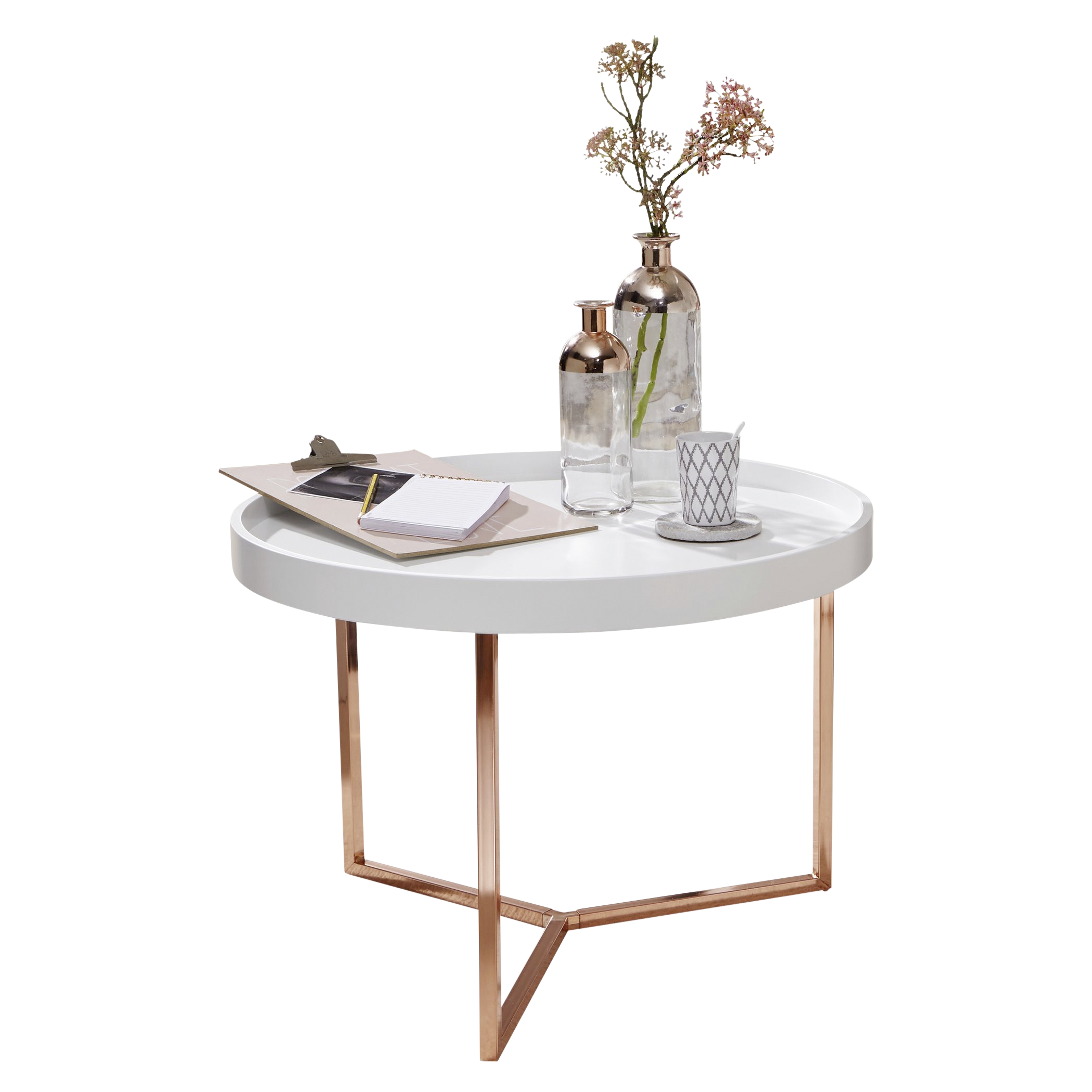 Wohnling Couchtisch weiß Kupfer B/H: ca. 0x42 cm